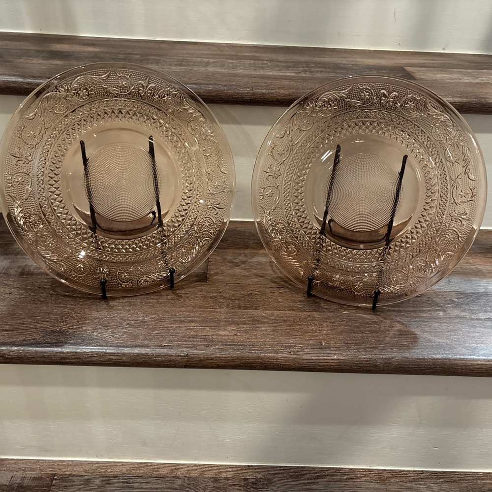 2 PINK DEPRESSION GLASS INDIANA SANDWICH PLATES 10"